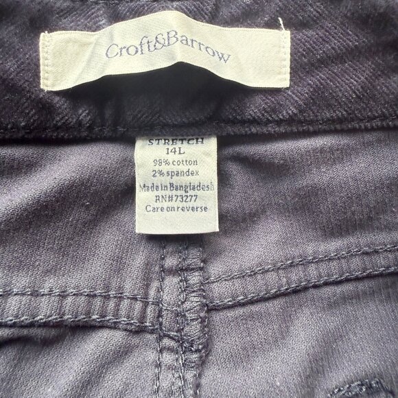 Croft & Barrow Womens 14L Straight Leg Corduroy Pants Navy Stretch Mid-Rise NWT - Picture 4 of 6